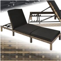Tectake - Bain de soleil Transat en rotin Robuste Dossier réglable sur 6 positions
