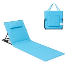 Songmics - Chaise Longue, Transat de Plage, Bain de Soleil, avec Appui-tête, Dossier Inclinable, Portable, avec Bandoulières, pour Camping, Jardin,