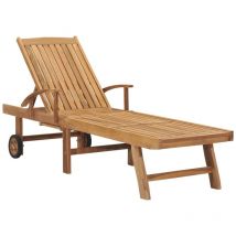 Chaise longue Bain de soleil Transat de relaxation Bois de teck solide CFW528709