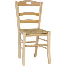 Chaise Loris en bois naturel avec assise en paille