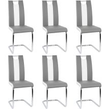 Yongqing - Lot de 6 Chaises de Salle à Manger Chaise de Cuisine Cuir synthétique Cuisine Salle de Réunion gris + Blanc