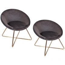 Ac-deco - Lot De 2 Fauteuils Velours Karl Gris Home Deco Factory