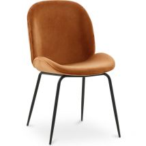Chaise de salle à manger - Tapissée de velours - Rétro - Elias Brique