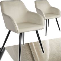 Tectake - Ensemble de 2 chaises en cuir synthétique aspect velours crème/noir
