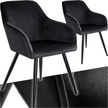 Tectake - Ensemble de 2 chaises cuir synthétique rembourrées aspect velours noir