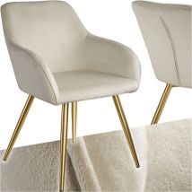 Tectake - Chaise Rembourrée aspect velours Dossier ergonomique crème/or