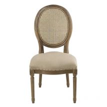 Chaise médaillon chêne beige dossier canné 50x99x58cm