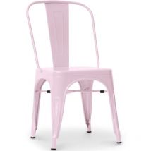 Privatefloor - Chaise en acier de salle à manger - Design industriel - Nouvelle édition - Stylix Rose pâle