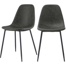 Rendez-vous Déco - Lot de 2 chaises en cuir synthétique gris/noir - henrik