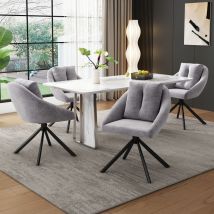 Okwish - Chaise moderne en velours gris, chaise de salle à manger pivotante élégante et confortable, tissu en velours respirant, design ergonomique,