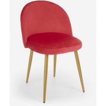 Ahd Amazing Home Design - Chaise de cuisine salle à manger salon moderne velours pieds dorés Bert - Rouge