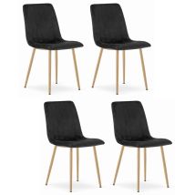 Orsara Chaise Rembourrée En Velours Noir, Pieds En Métal Couleur Bois, Dimensions 43x90x51 Cm, Jusqu'à 110 Kg, 4 Pièces, Pour Salon, Bureau