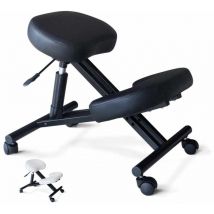 Chaise de bureau ergonomique siège assis-genoux similicuir Balancesteel - Noir