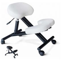 Bodyline Health And Massage - Chaise de bureau ergonomique siège assis-genoux similicuir Balancesteel - Blanc