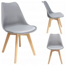 Jumi - Chaise oslo, scandinave, plastique, éco-cuir gris