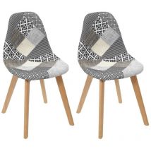 The Home Deco Factory - Chaise scandinave Patchwork (Lot de 2) Blanc