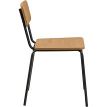 Furniture To Go - Lot De 4 Chaises Écolier Décor Chêne Et Acier Noir