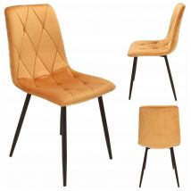 Chaise PIADO recouverte de velours moutarde