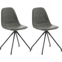 Venture Home - Chaise pivotant en acier et polyuréthane noir Polar (Lot de 2)