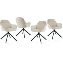 Chaise pivotante à 360° avec accoudoirs, chaise de confort élégante pour salle à manger, salon, bureau et étude - 4 pièces - Beige