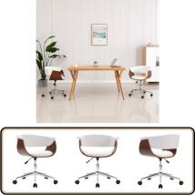 Vidaxl - Chaise pivotante à manger Blanc Bois courbé et similicuir - Chaises De Salle à Manger - Chaise Pivotante - Chaise Contemporaine - Chaise