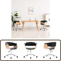 Vidaxl - Chaise pivotante à manger Noir Bois courbé et similicuir - Chaises De Salle à Manger - Chaise Pivotante - Chaise Contemporaine - Chaise