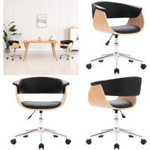 Vidaxl - Chaise pivotante à manger Noir Bois courbé et similicuir - Chaises De Salle à Manger - Chaise Pivotante - Chaise Contemporaine - Chaise