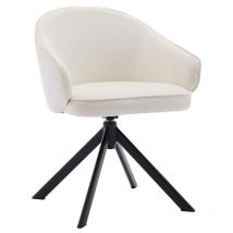 Chaise pivotante avec accoudoirs en tissu texturé et métal noir - Crème - vexoni de Pascal Morabito