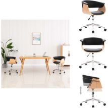Chaise pivotante de bureau Noir Bois courbé et similicuir - Chaises De Bureau - Chaises Pivotantes - Chaise De Bureau - Mobilier De Bureau - Chaise