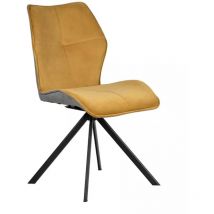 Meubletmoi - Chaise pivotante velours jaune et tissu gris pieds métal noir - diane