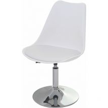 Chaise pivotante Malmö T501, chaise de cuisine, réglable en hauteur, similicuir, blanc, socle chromé