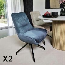 Pier Import - Chaise pivotante retro en velours bleu (lot de 2) palerme