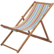Decdeal - Chaise pliable de plage Tissu et cadre en bois Multicolore