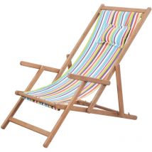 Er-siice - Chaise de plage pliable - Chaise d'extérieur pour terrasse/jardin Tissu et cadre en bois Multicolore BV974677 - BonneVie