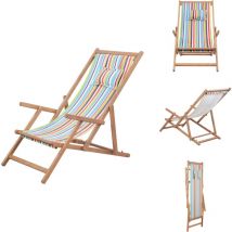 Chaise pliable de plage Tissu et cadre en bois Multicolore - Chaises De Jardin - Chaises Pliantes - Chaise De Plage - Mobilier De Jardin - Chaise