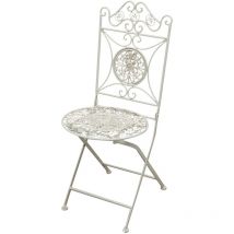 Biscottini - Chaise en fer forgé Chaise pliante Chaise de jardin et terrasse avec motifs décoratifs Chaise d'extérieur Interior Vintage Style - blanc