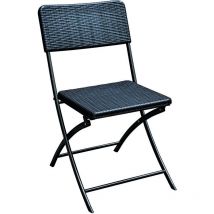 Defibrico - chaise pliante en acier avec assise en résine effet rotin levante noir 54x44xH81 cm