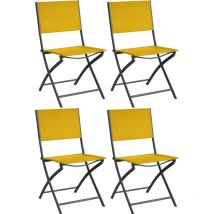 Chaise pliante en acier et toile Dream (Lot de 4) Graphite, moutarde
