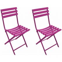 Proloisirs - Chaise pliante en acier Nonza (Lot de 2) Framboise