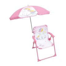 Cijep - fun house Licorne Chaise pliante camping avec parasol - H.38.5 xl.38.5 x P.37.5 cm + parasol ø 65 cm - Pour enfant