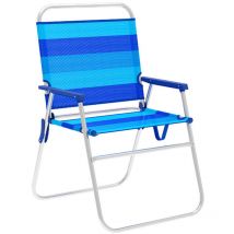 Mb Marbueno - Marbueno Chaise Pliante Aluminium avec Coussin Rayures Bleues Plage et Piscine 52X56X80 cm 10244