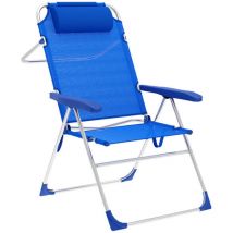 Marbueno Chaise Pliante 5 Positions Aluminium avec Coussin Bleu Plage et Piscine 67X66X99 cm 10247