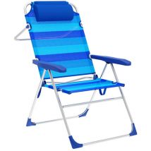 Marbueno Chaise Pliante 5 Positions Aluminium avec Coussin Rayures Bleues Plage et Piscine 67X66X99 cm 10246