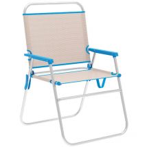 Mb Marbueno - Marbueno Chaise Pliante Aluminium Beige/Bleu Plage et Piscine 56X52X80 cm 10173