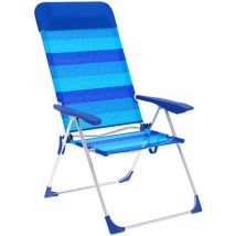 Marbueno Chaise Pliante 5 Positions Aluminium avec Coussin Rayures Bleues Plage et Piscine 69X58X109 cm 10248