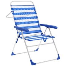 Mb Marbueno - Marbueno Fauteuil Pliant 5 Positions Aluminium Rayures Bleu et Blanc Plage et Piscine 59X61X97 cm 10315