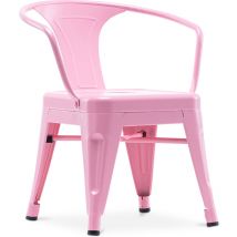 Privatefloor - Chaise enfant avec accoudoirs - Chaise enfant design industriel - Acier - Stylix Rose