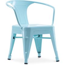 Privatefloor - Chaise enfant avec accoudoirs - Chaise enfant design industriel - Acier - Stylix Aquamarine
