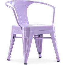 Privatefloor - Chaise enfant avec accoudoirs - Chaise enfant design industriel - Acier - Stylix Violet