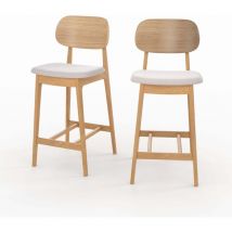 Lot de 2 chaises pour îlot central 66 cm en bois clair et tissu beige - charlize